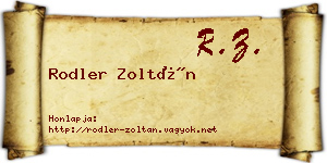 Rodler Zoltán névjegykártya
